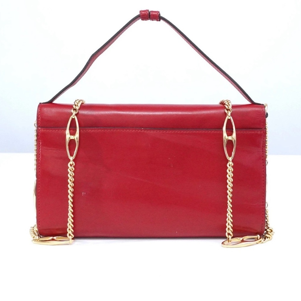 Gucci Zumi Red Shoulder Bag with Gold Chain 2 way Bag Preowned - Picture 4 of 17